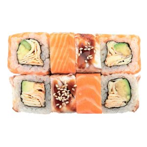 Большой ролл Арлекин с лососем и угрем