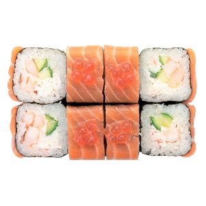 Большой ролл Джусто с лососем и крабом