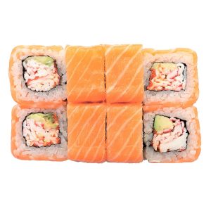 Большой ролл Лисий хвост с копченым лососем и авокадо