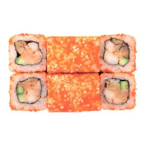 Большой ролл Юми с креветками и омлетом