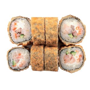 Горячий ролл Американский с икрой масаго и креветкой