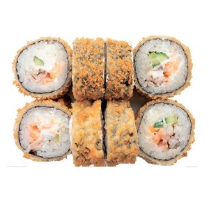 Горячий ролл Бархан с лососем терияки и огурцом